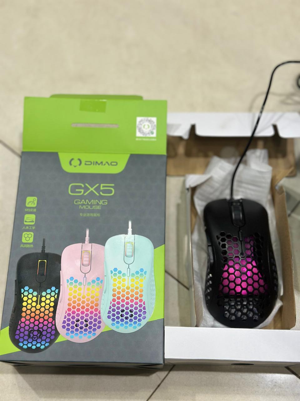 DIMAO GX5 RGB Gaming Mouse (6400 DPI) – Professional Performance for Gaming & Normal Use – Wired RGB Gaming Mouse  | Best RGB Gaming Mouse Wired & RGB Gaming Mousepad Combo"