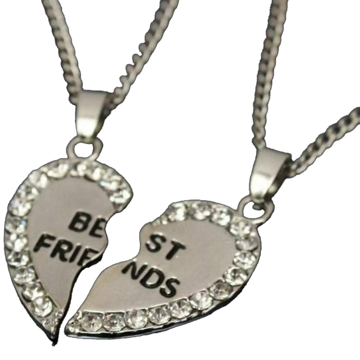 Stainless Steel Big Broken Heart Double Chain Pendant