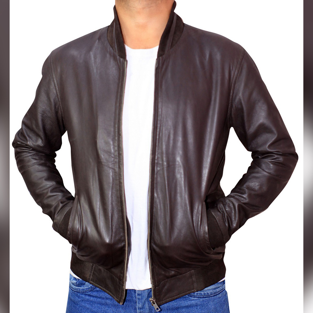 Brand New Lambskin Real Leather Bomber Jacket for Men One Skin