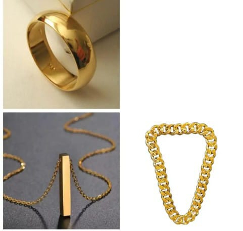 Pack of 3 Golden Stick Locket & Challa & Bracelet For Men & Women - Unique Quality