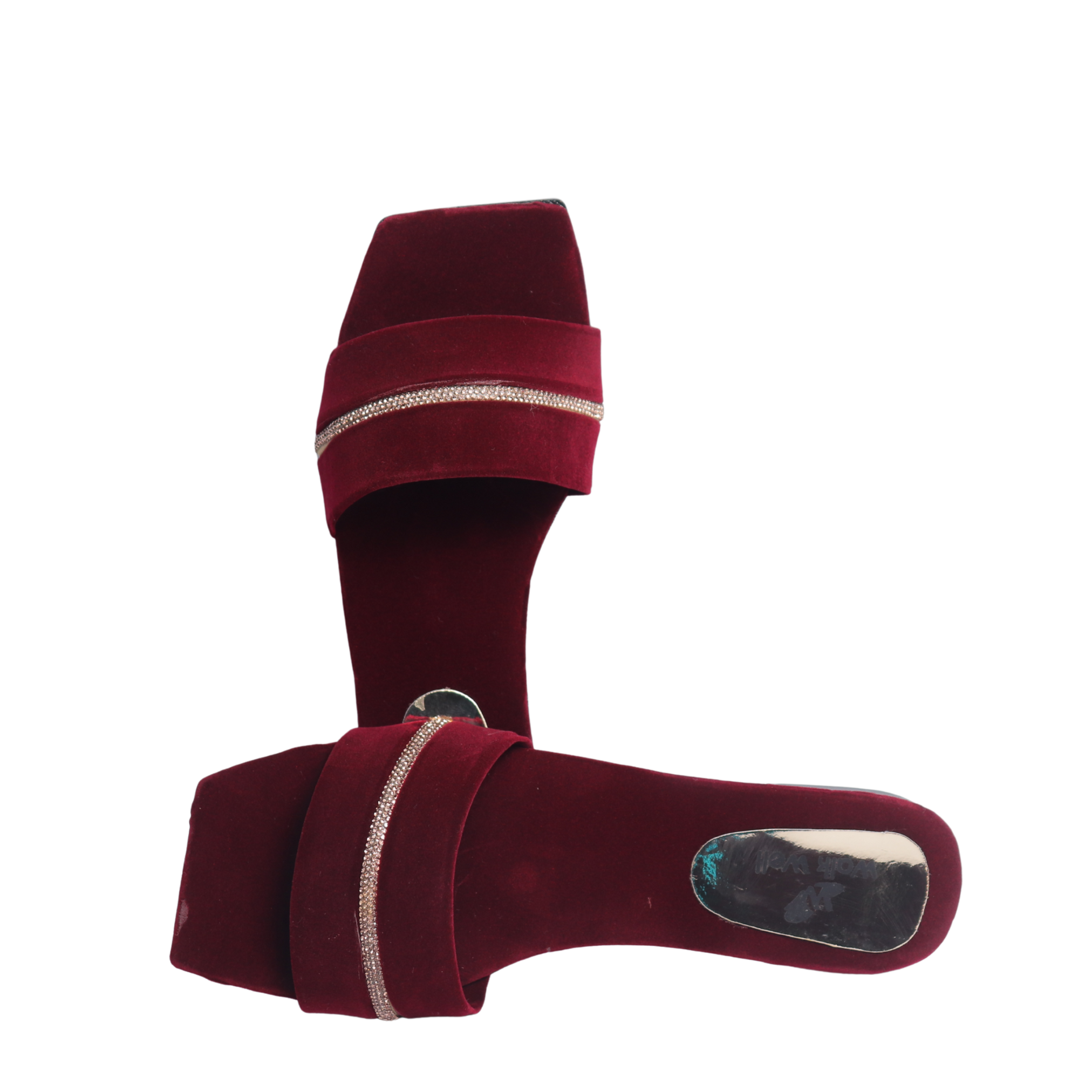 Trendy Velvet Chain Slippers for Girls & Ladies Lush Walk Stylish Maroon & Black Fany Comfortable Party & Daily Wear Shoes