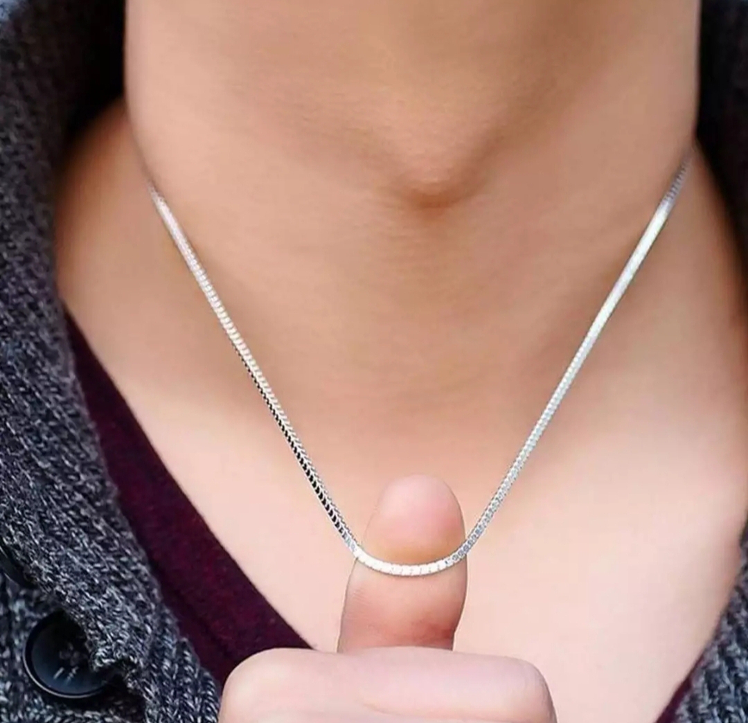 Stainless Steel Thin Square Neck Chain Necklace For Men & Boys.