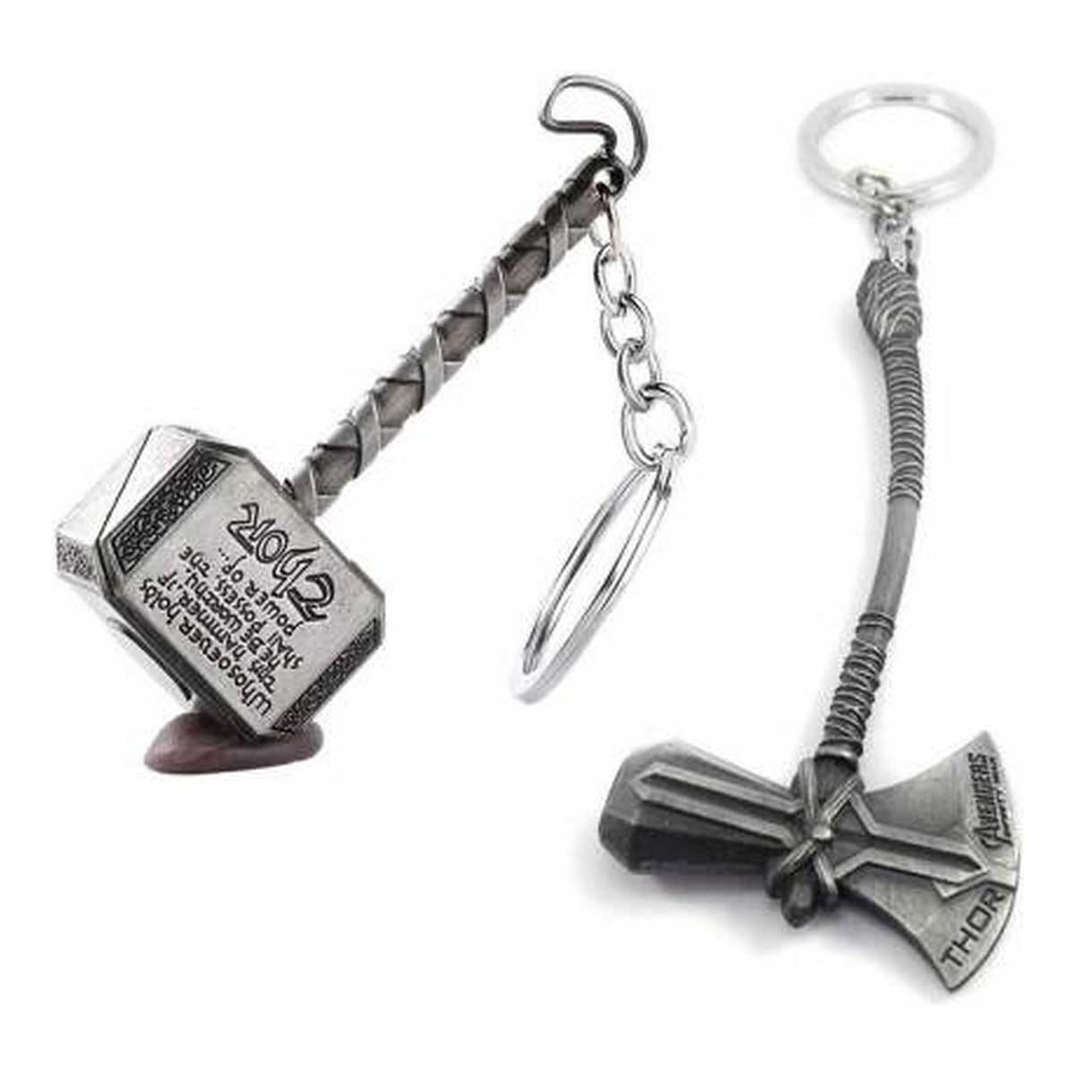 New Pack Of Big Size Thor Hammer And Axe Stormbreaker Axe Keychain