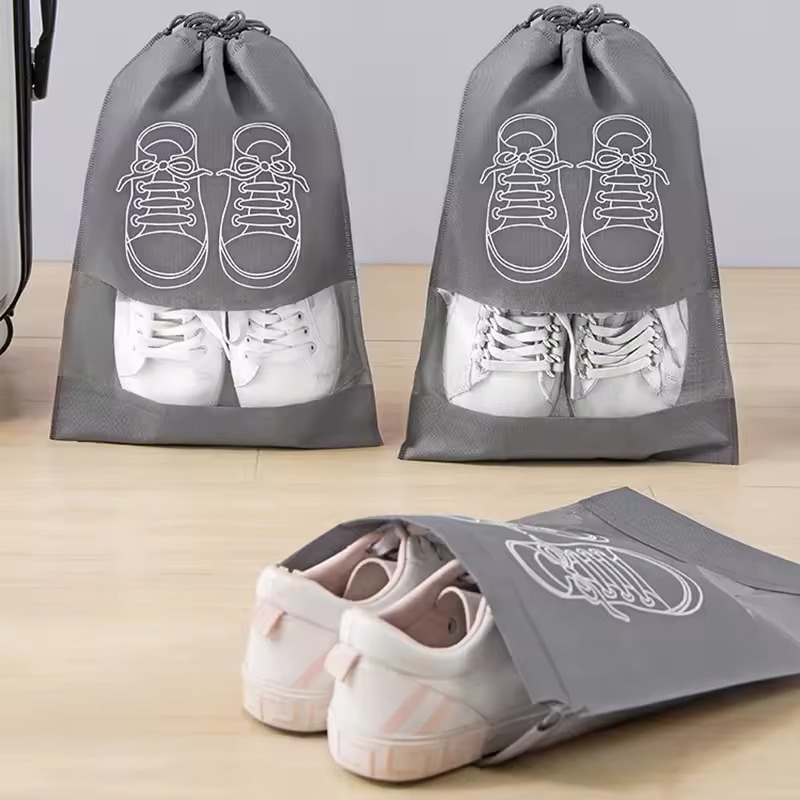 Pack Of 4 Shoes bag Foldable Organizer with clear window non-woven with PVC
