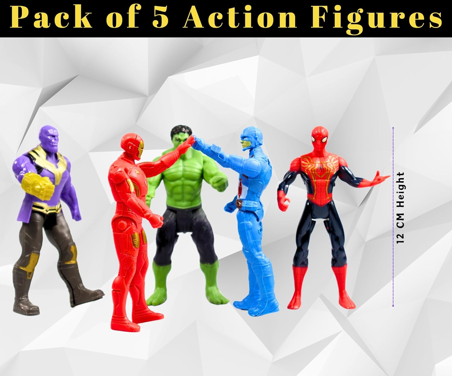 Marvel 6-Inch (15 CM) Hulk, Captain America, Iron Man, Spider-Man, & Black Panther Action Figure Set with Shield Accessory, Super Hero Toys, Ages 4+