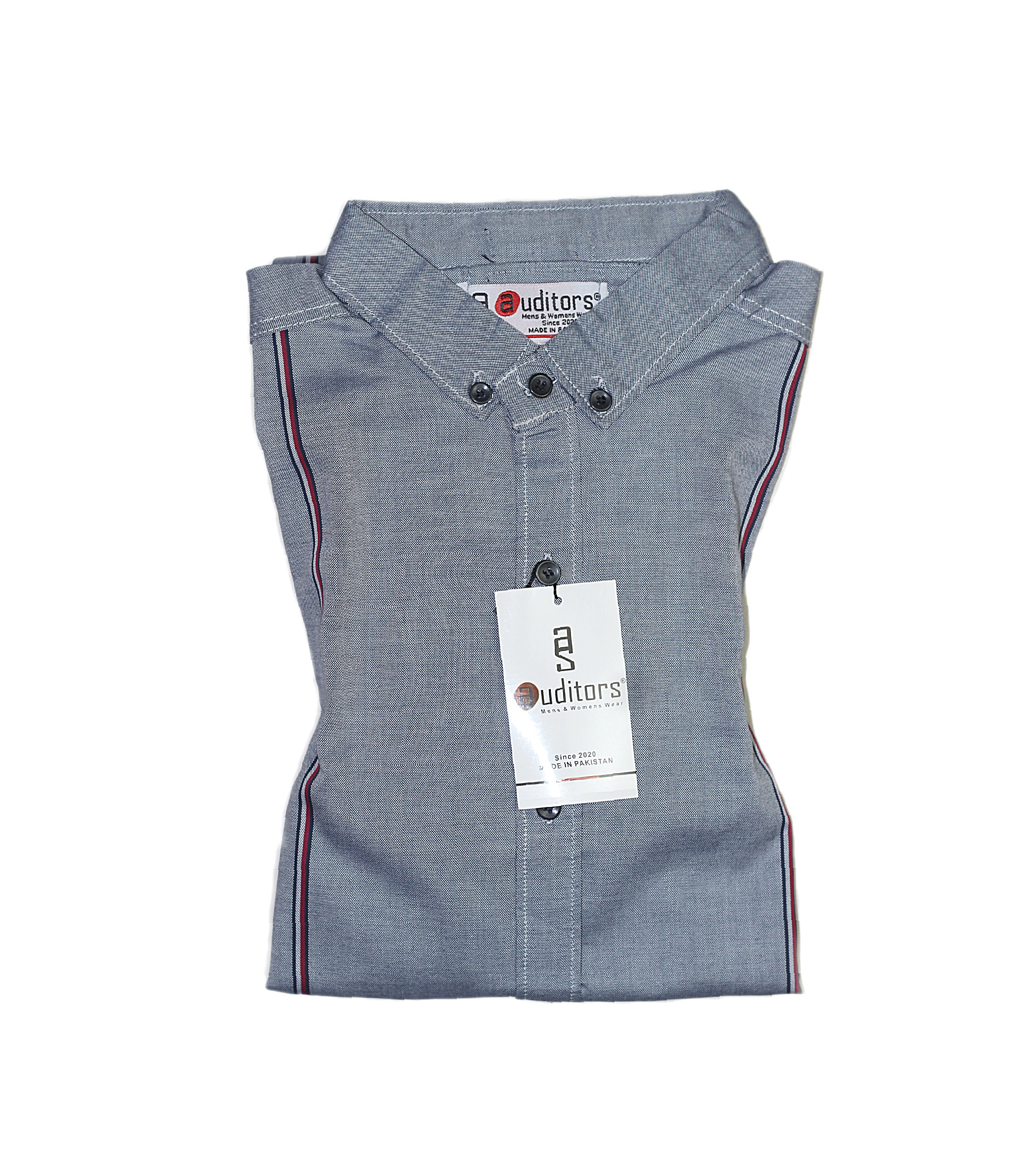 Auditors®️ Mens Semi-Formal Cotton Stripe Shirt Light Grey Colour 100% Pure Cotton Fabric For Year-Round - Code AMS-204