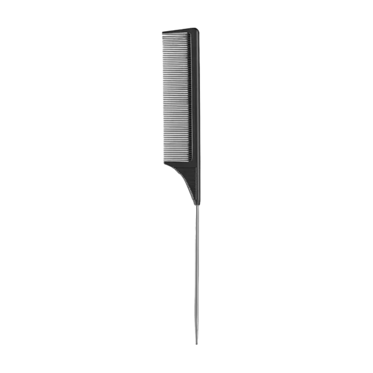 Tail Hair Styling Comb-Professional 8.8 Inch Tail Comb - Black Carbon Fiber And Stainless Steel Pintail - Chemical And Heat Resistant Teasing Comb - Lightweight Rat Tail Comb For All Hair Types