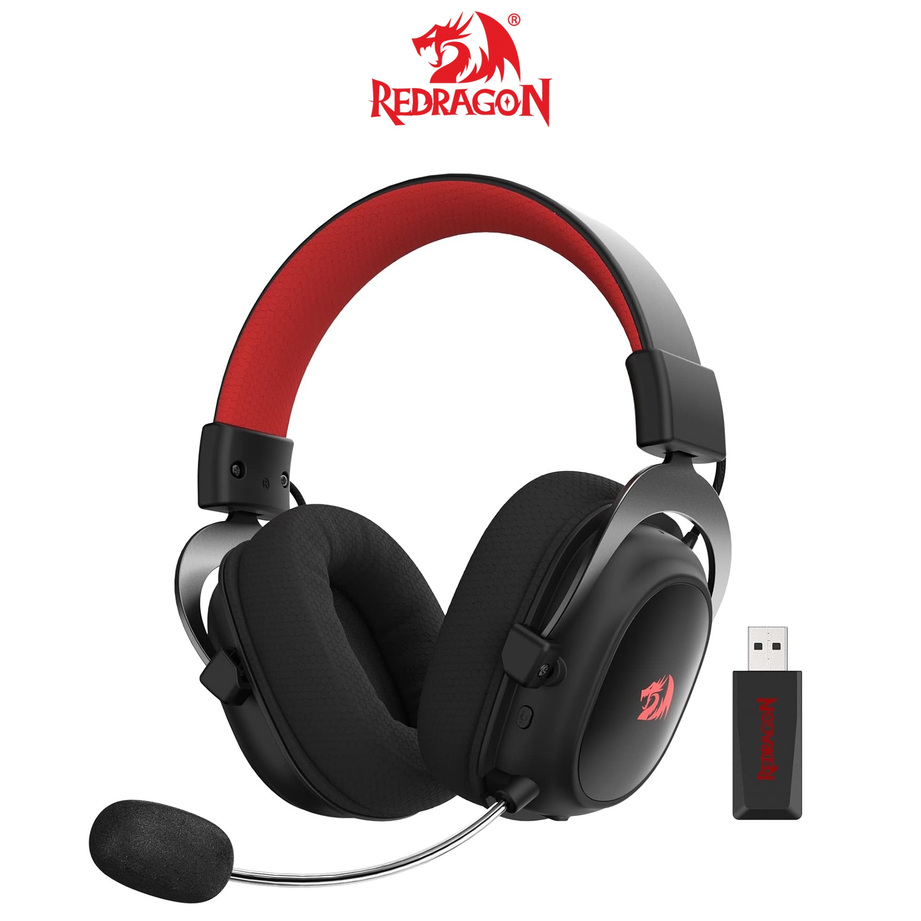 Redragon H510 ZEUS PRO Wireless Gaming Headset Tri-Mode Connectivity 7.1 Surround Sound 53MM Audio Drivers in Memory Foam Ear
