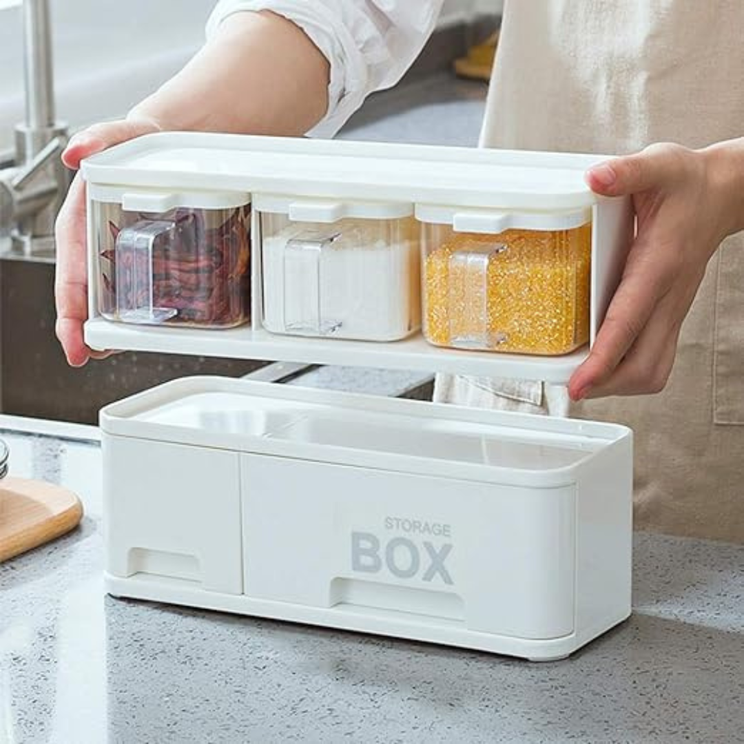 Storage Box Spice Rack 6 Pieces Set Easy To Assemble &Amp; Disassemble With Spoon Seasoning Box