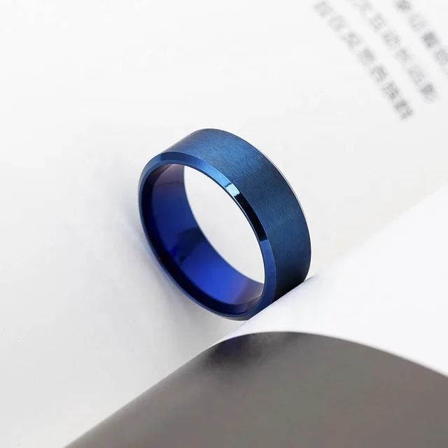 Blue Titanium Plated Rings For Men Friends & Anniversary Gift Rings - Fashion Infinity