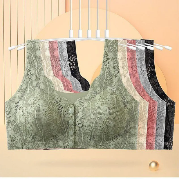 New Style Breathable Women's Underwear Seamless Back Support Underwear Anti Slip Full Cup Thin Style With Extra Size Button Front Opening Maternity Nursing Padded Bra For All Women And Girls