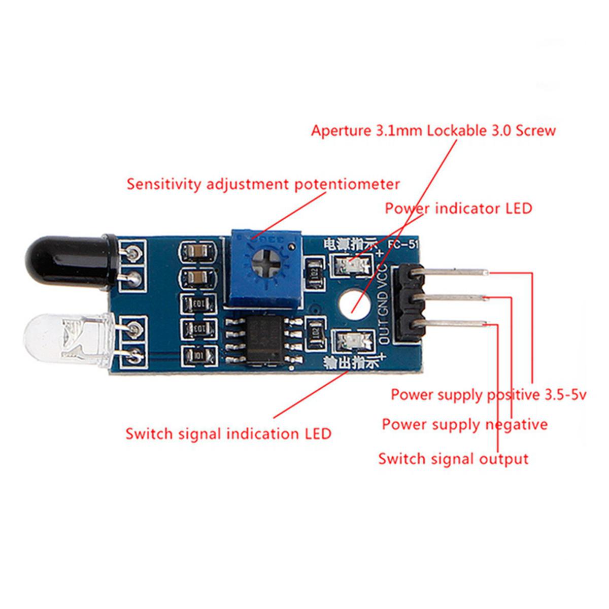 IR Infrared Obstacle Avoidance Sensor Module for Arduino Car Robot 3-wire Reflective Photoelectric New Porcelain