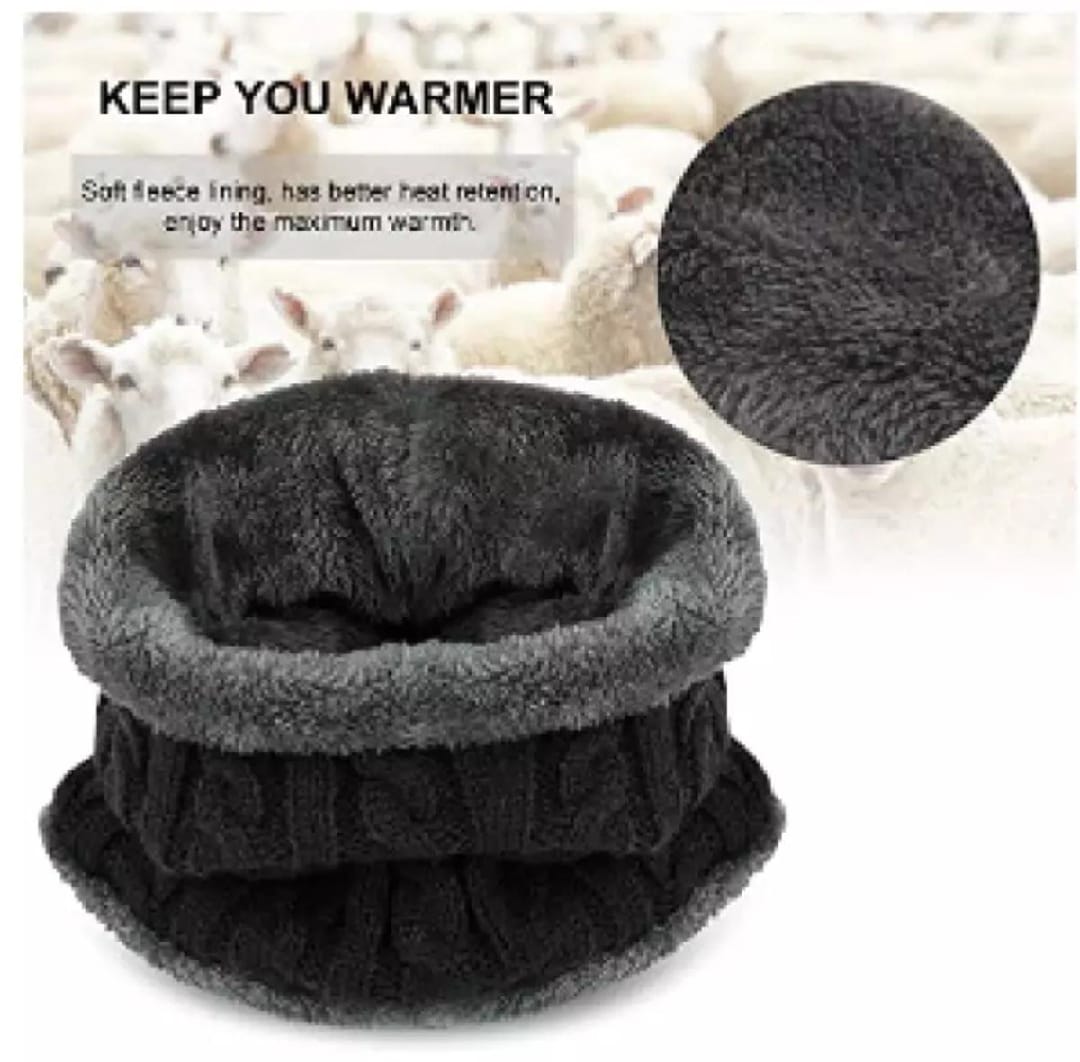 Winter Neck Warmer Scarf Set Warm Knit Thick Fleece for Men & Women Winter Neck Scarves| Winter UNISEX Hot Knitted Cap Neck Warmer