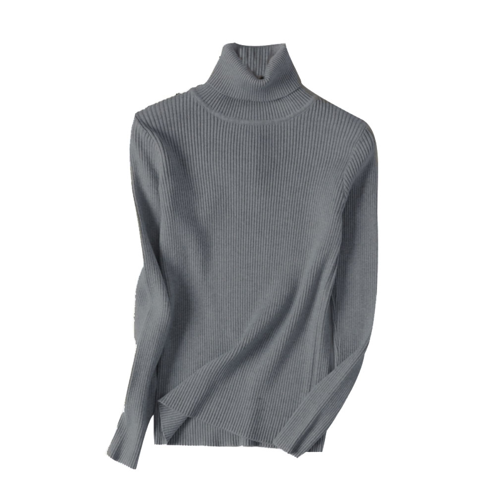 Turtleneck Pullover Ribbed Long Sleeve Lightweight Thermal Basic Pullover Tops