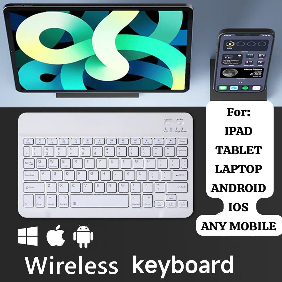 WIRELESS KEYBOARD BLUETOOTH RECHARGEABLE FOR -TABLET-MOBILE-LAPTOP CONNECT VIA BLUETOOTH