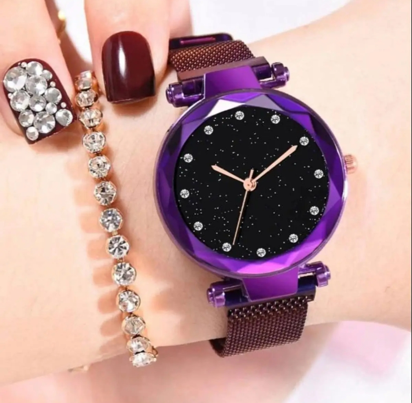 Watch For Women Stainless Steel Magnet Strap Watch For Girls