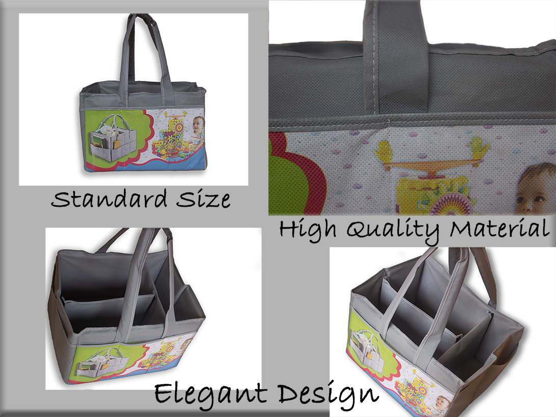Printed Baby Diaper Caddy Organizer, Foldable Storage Bag