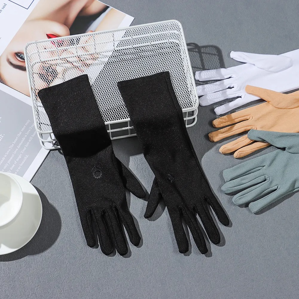 Summer Sunscreen Ice Silk Mittens - Non-Slip Lace Gloves, 8x30cm
