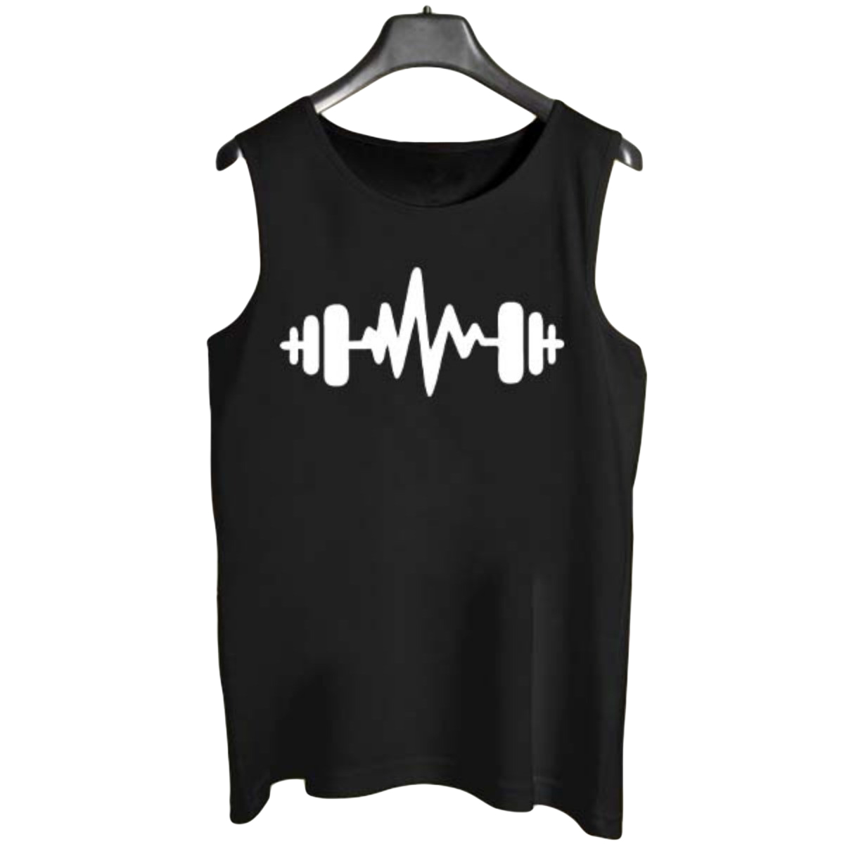 Black Cotton Jersey Printed Gym Sando Tanks Top For Men