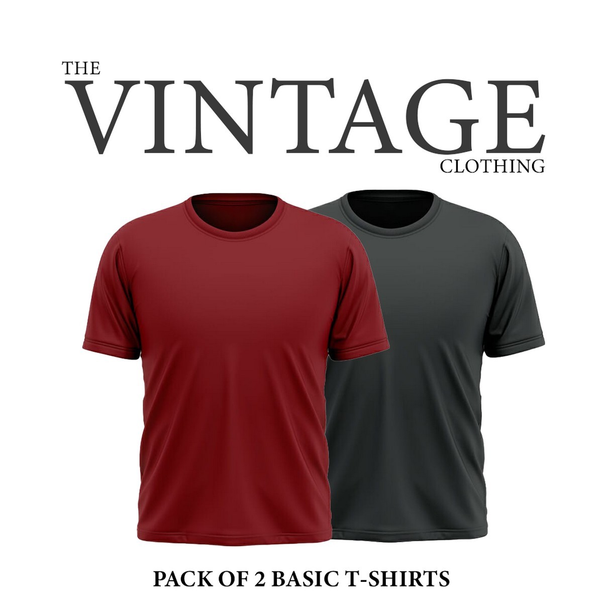 The Vintage Clothing Pack of 2 plain basic half sleeves Tshirt For Men