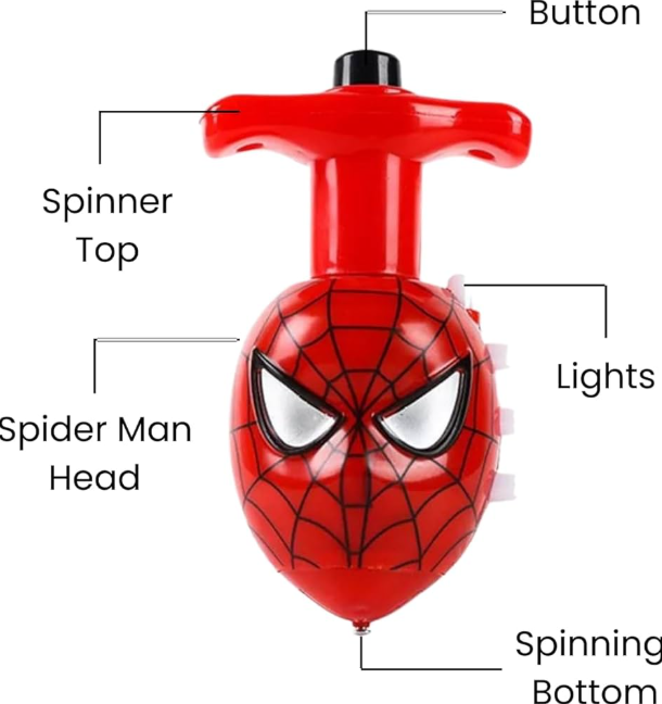 Colorful Spider Man Spinner Top Toy – Flashing LED Spinning Top - Luminous LED Flashing Spinner