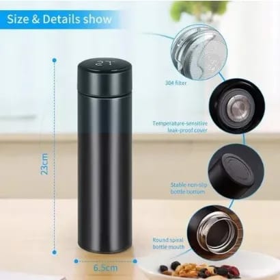 Temperature Water Bottle, 500ML LED Temperature Display, Hot Cold Vacuum Flasks, stainless Steel Thermos, LED Smart Thermos