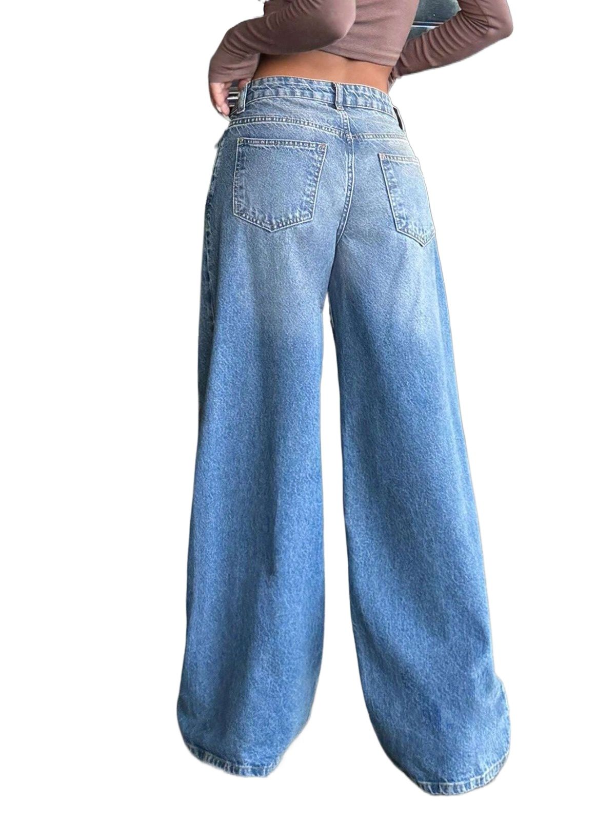 Wide Leg Baggy Relaxed Straight Loose Bottom denim jeans pants