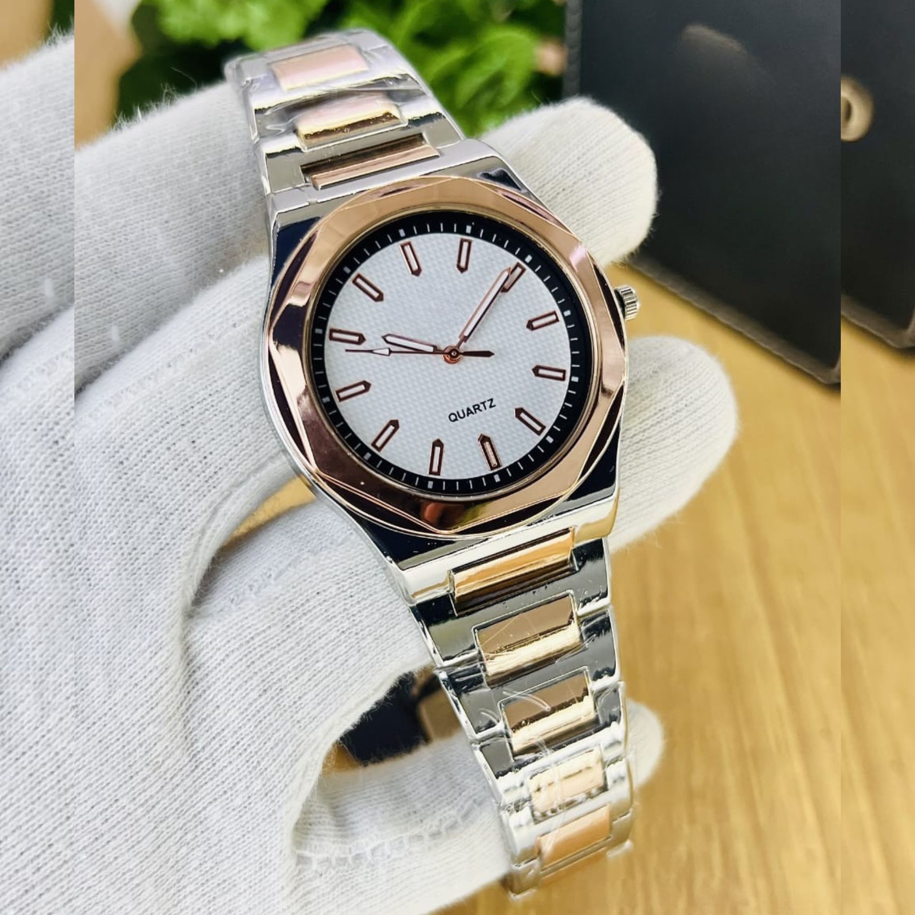 Bin-b Nautilus Watch for Men Stainless Steel Strap Quartz Watch Business and Ultra Thin Style Multiple Colors
