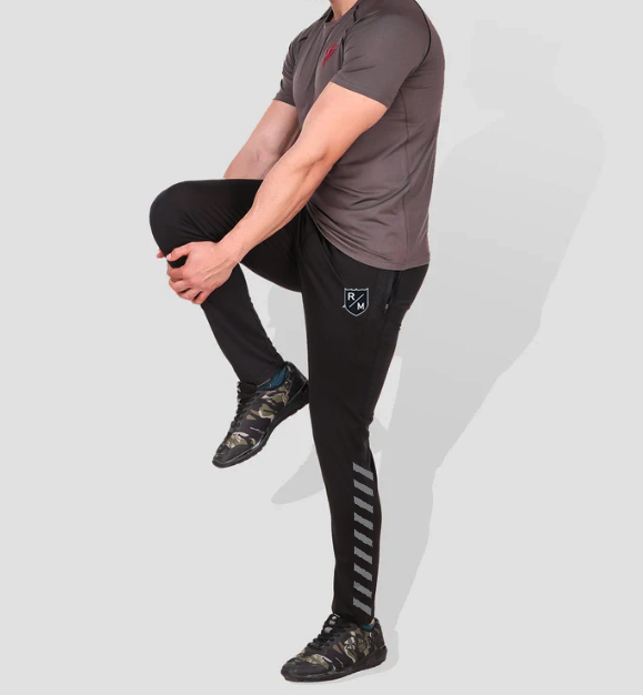 Reflactive MEN'S BLACK SOLID REGULAR FIT joggers Pants for Men's Gym Wear Trouser for Men's
