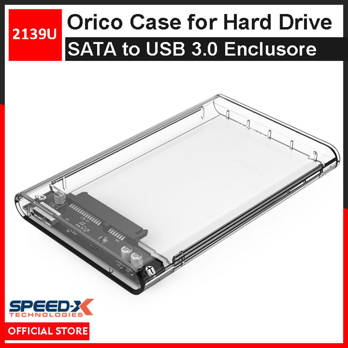 SpeedX Orico Case for Hard Drive 2.5 Inch - Sata to USB External Enclosure 3.0 Transparent