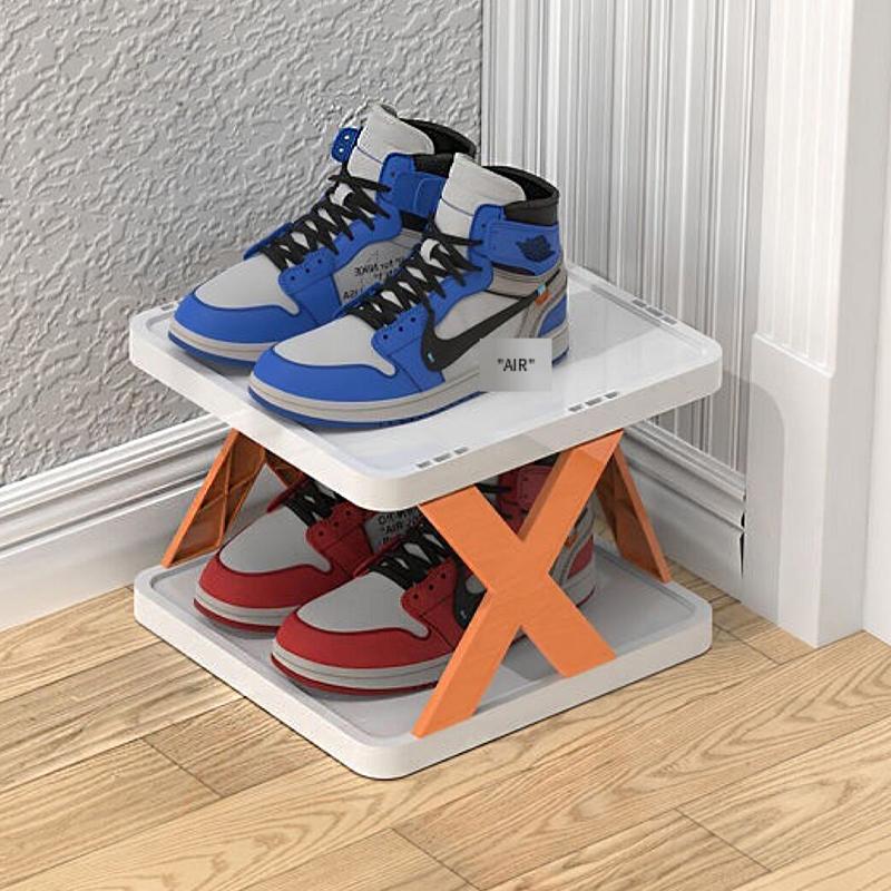 Multipurpose Shoe Rack Organizer - Elegant Metal Shoe Organizer Rack with Adjustable Sections, Durable Stackable Shoe Storage Stand for Bedroom, Living Room, Closet - X-Shape, Water-Resistant