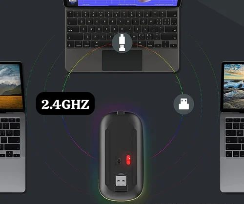 RGB WIRELESS MOUSE RECHARGEABLE 2.4GHZ + Bluetooth WITH ADJUSTABLE DPI