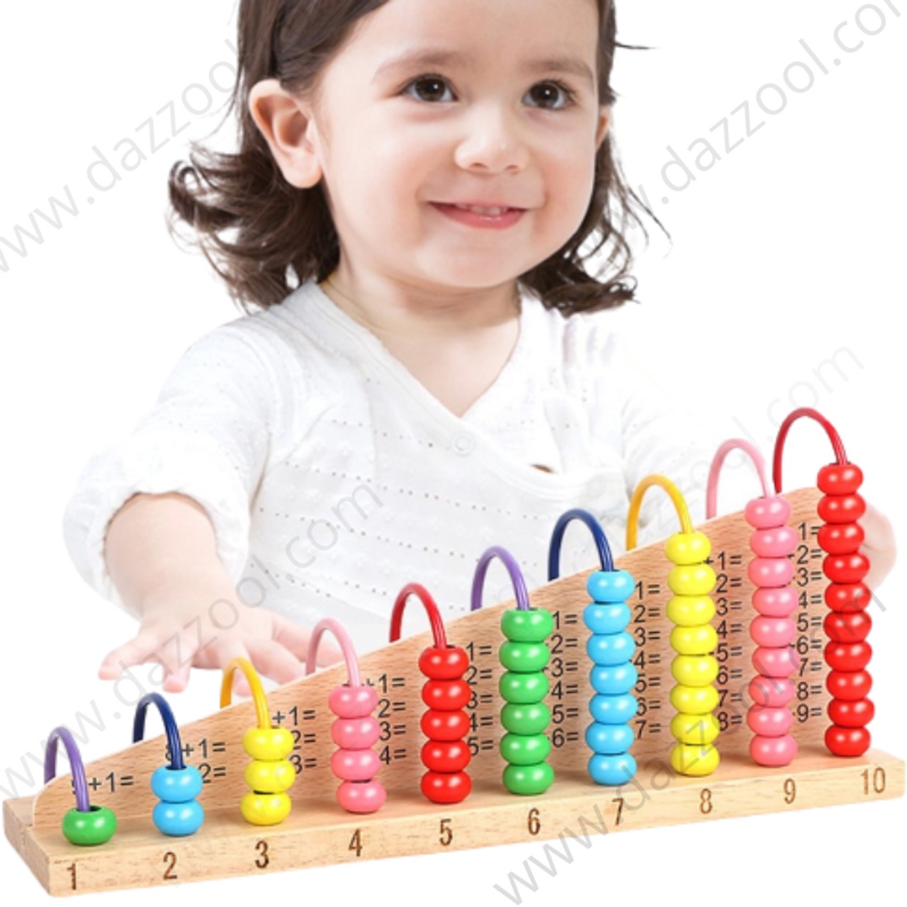 Wooden Abacus Counting Frame – Classic Math Learning Toy for Kids, Children & Toddlers – Educational Calculation Shelf with Colorful Beads – Montessori Counting Tool (10 Rows)