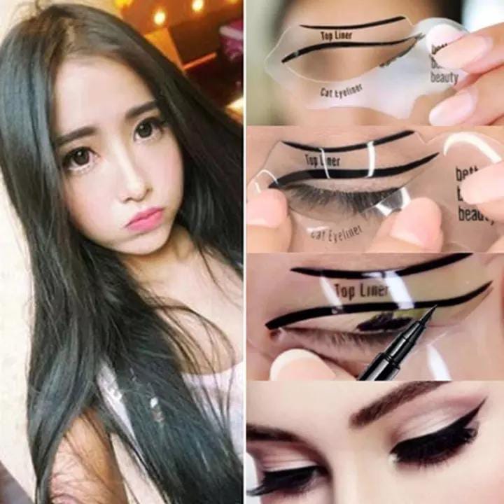 6PCs Eyeliner Stencils Winged Eyeliner Stencil Models Template Shaping Tools Eyebrows Template Card Eye Shadow Makeup Tool