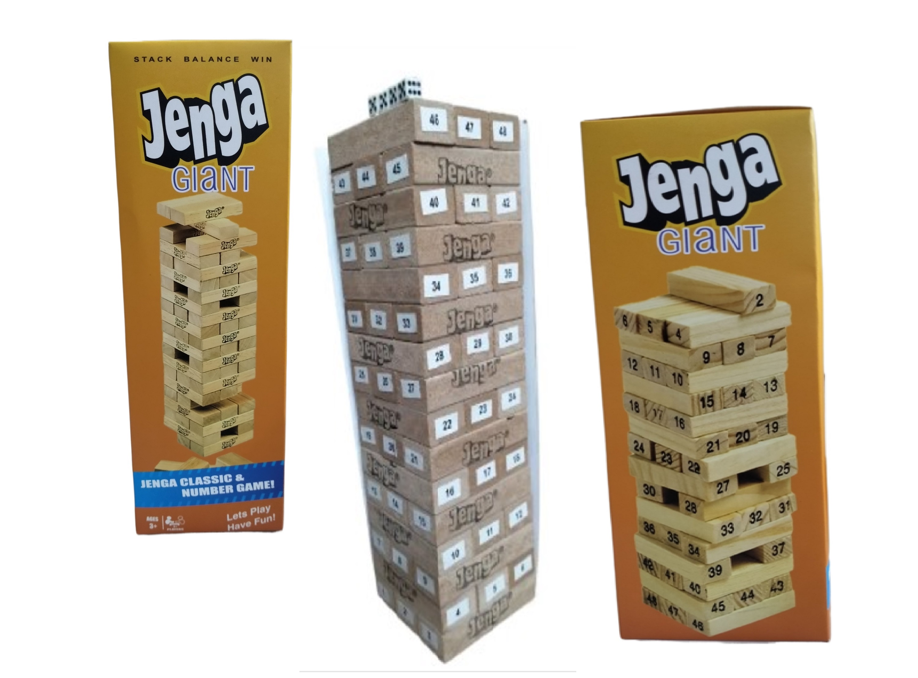 Hasbro Gaming Jenga Tower Wooden Blocks Game -  Classic Jenga with Numbers Wood Toy For Kids and Family - Jenga Kids & Adults Wooden Block Game