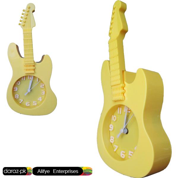 Multicolor Mini Home Decor Attractive Plastic Guitar Table Clock