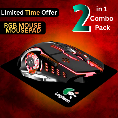 Gaming Mouse RGB With High Quality Mouse Pad - 7 Light Breathing RGB Mouse With All Sides Stitched Mousepad - USB Wired Gaming Mouse For PC & Laptop price in Pakistan