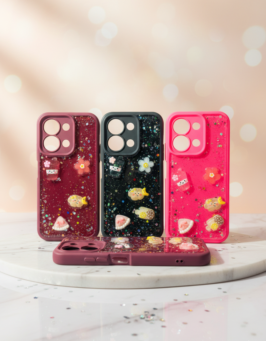 Redmi 15c Girls Back Cover - Girls Back Cover - Fancy Flower Butterfly Covers -Redmi 15c Back Cover