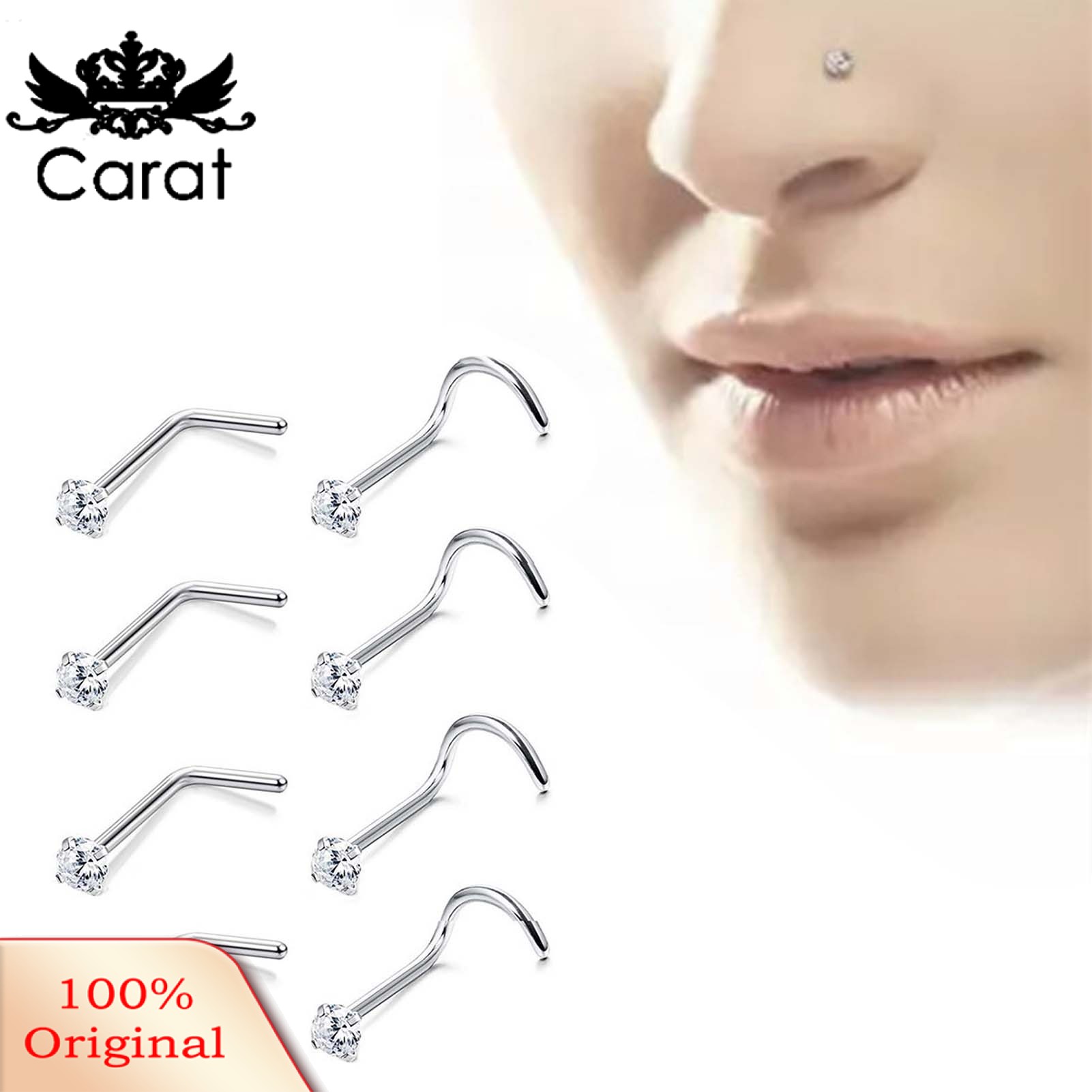 Nose Stud Exquisite Titanium Steel Cubic Zirconia Nose Stud