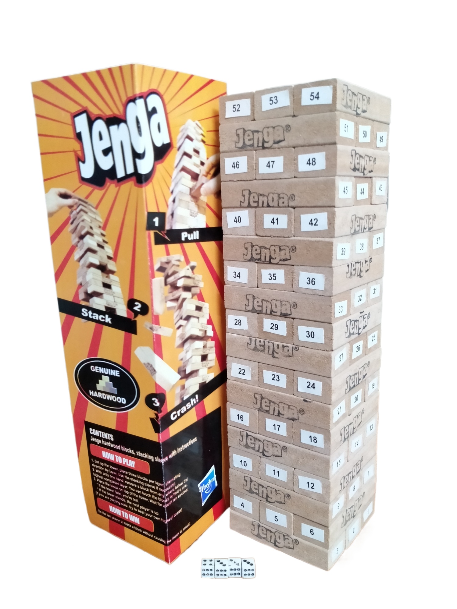 Classic Hasbro Gaming Jenga Tower Wooden Blocks Game 54 Pcs Pieces - Wood Toy.