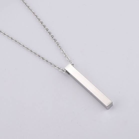 Order Studio - Silver 100% Pure Stainless Steel Vertical Bar Necklace/Locket/Chain for Men/Boys
