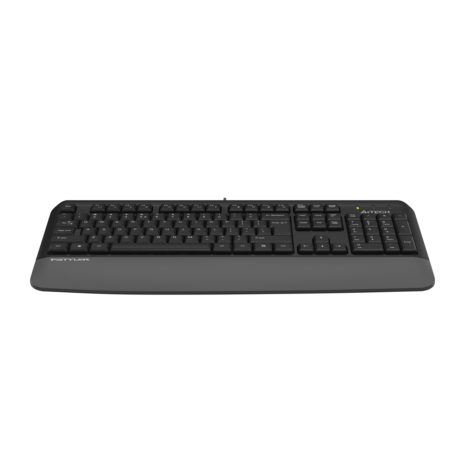 A4Tech Fstyler FK20 Multimedia Wired Keyboard - Wrist Rest - Round-Square Keycaps - Waterproof Design - For PC/Laptop
