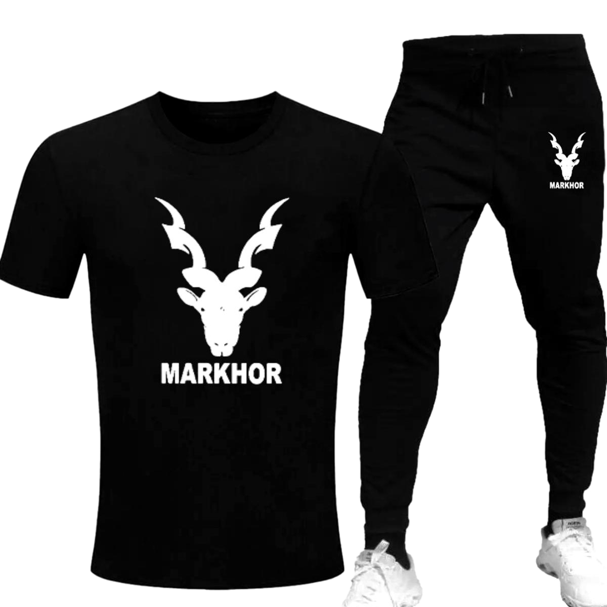 Black Trendy Printed Tracksuit For Men and Boys - Soft and Comfortable Fabric T Shirt and Trouser Printed Tracksuit