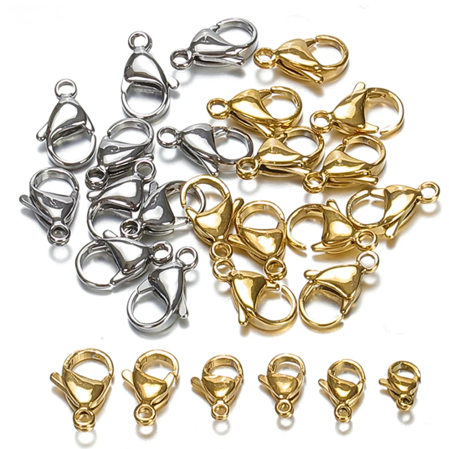 Lobster Clasp Hook 50pcs, 100pcs, 200pcs, 400pcs, 1000pcs, Golden Silver Lobster Lock DIY Jewellery, DIY Necklaces Stainless Steel Jewellery Making Supplies