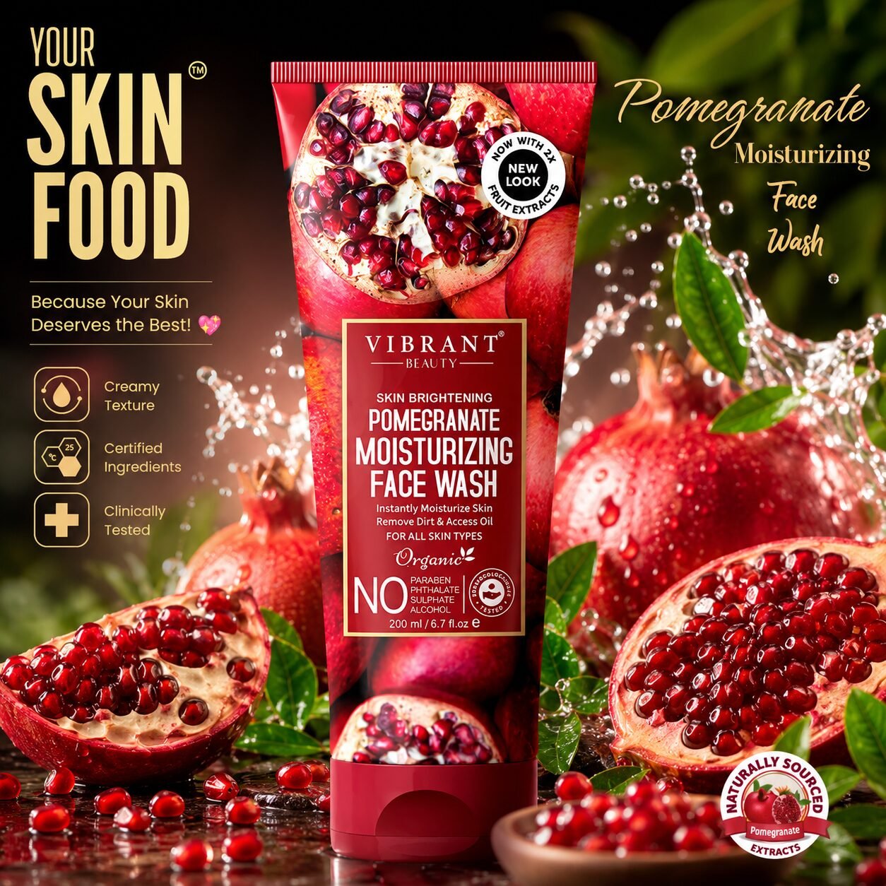 Vibrant Beauty Pomegranate Moisturizing Face Wash | Moisturising Skin Care | 200ml