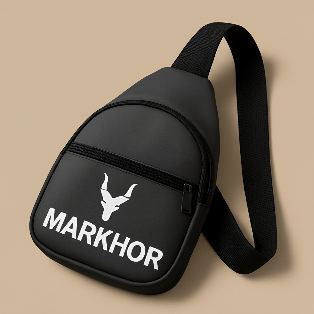 Markhor Logo Casual Nylon Crossbody Bag with Adjustable Strap