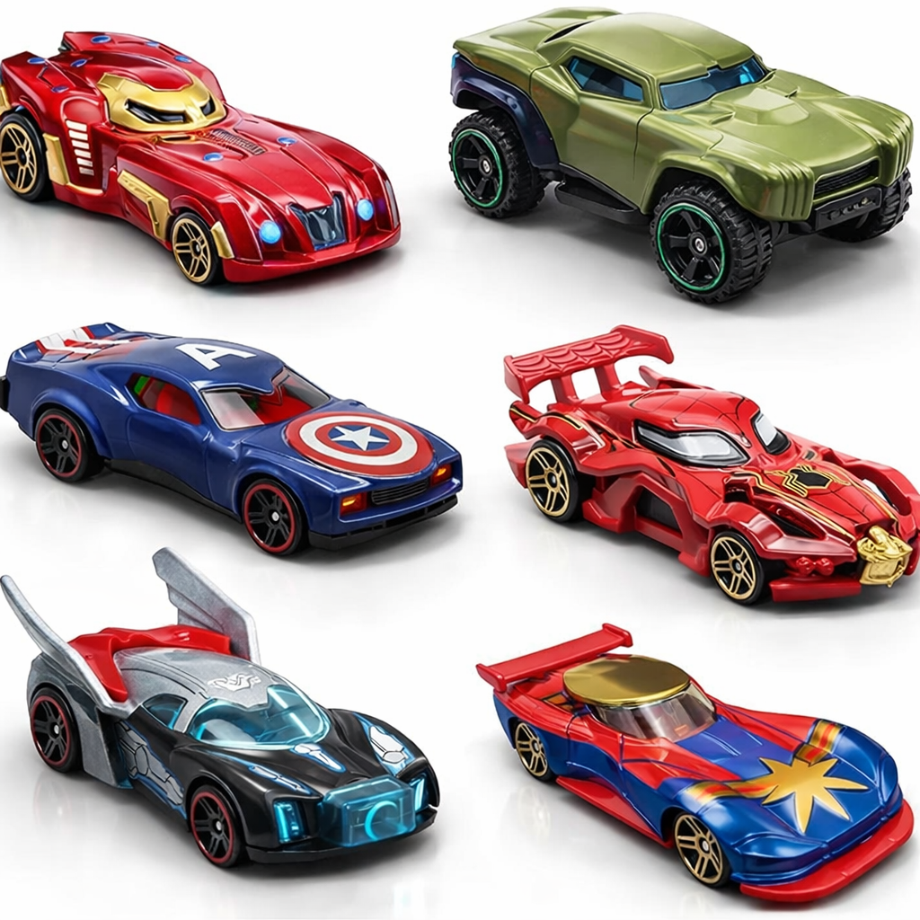 5 Pcs - Avengers Hero Cars Toys Set - PullBack Friction Die-Cast Action Toy For Kids Boys Girls Push and Pull Vehicle Action Figure Car Name Spiderman, Ironman, Hulk, Captain America, Thor