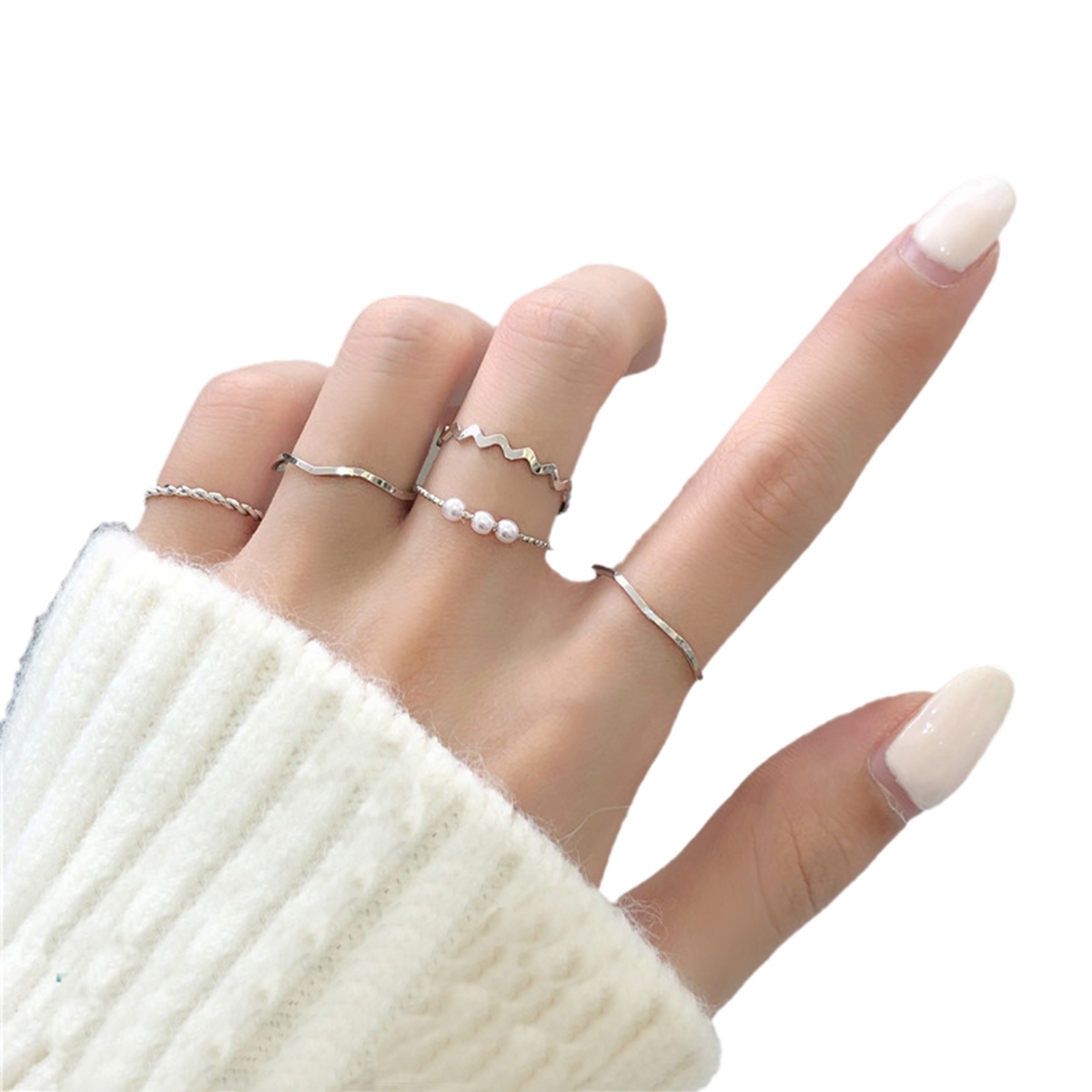 Soomas Jewels Trendy Korean Pack of 5 Rings For Girls Set Korean Design Rings Set For Girls Valentines Day Gift For Lovers Girl