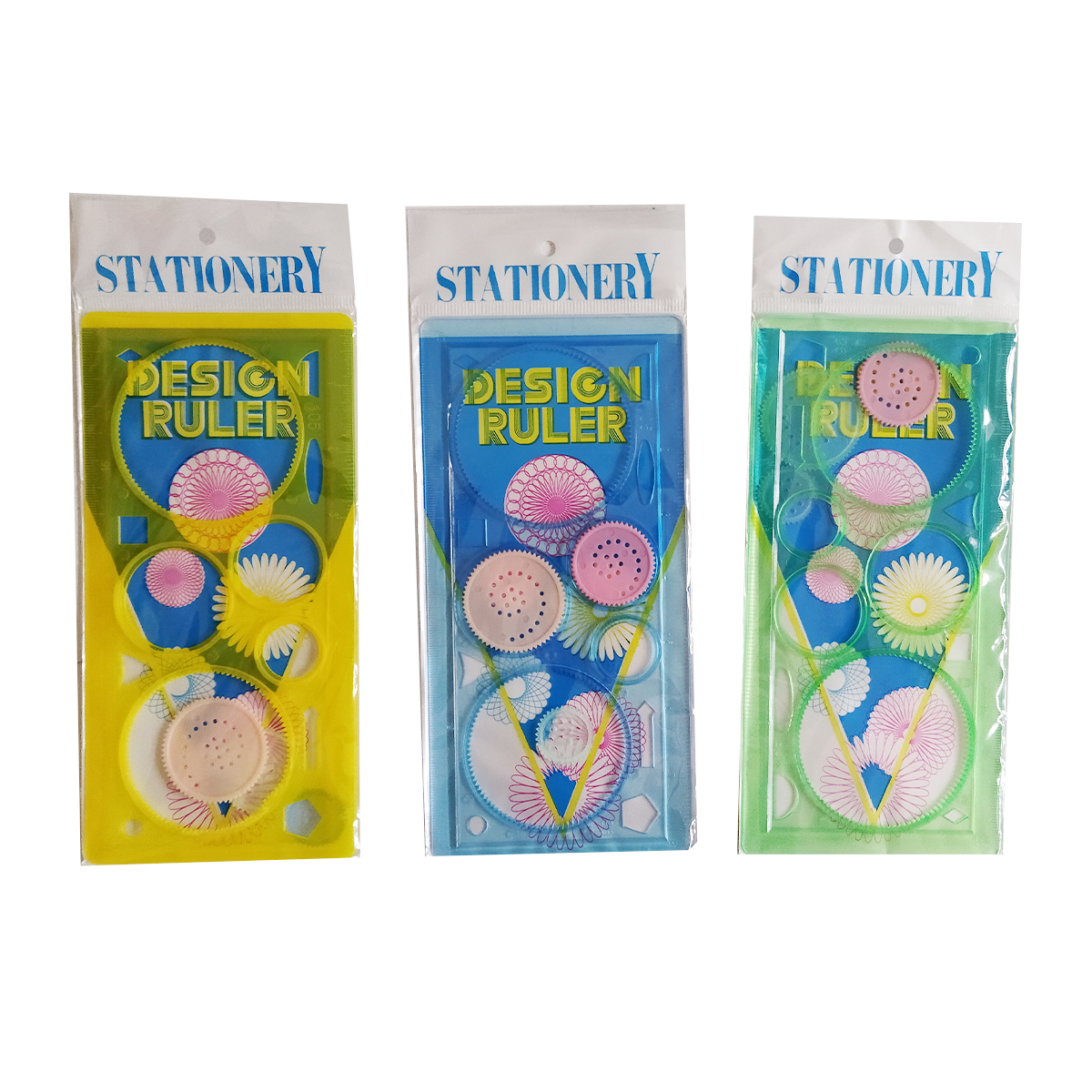 Pack of 4 New Spirograph Geometric Ruler Stencil Design Ruler Set Spiral Art Classic Toy Spirograph Scale