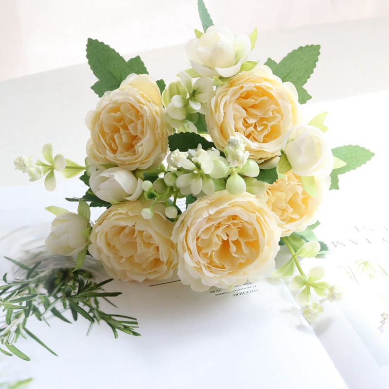2pcs Artificial Flowers Fake Rose,gold 卸し売り購入